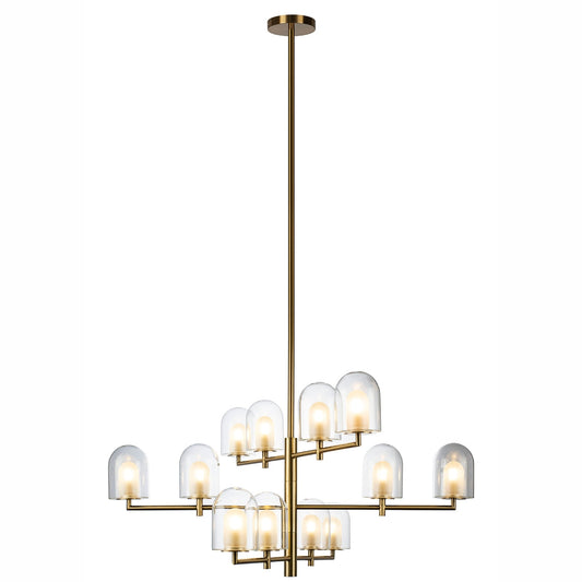 EURO Satin Brass LED Pendant Light - 12 Light