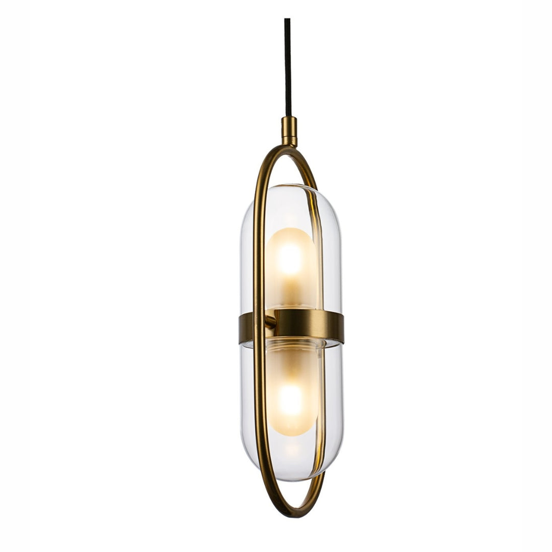 EURO Satin Brass LED Pendant Light - 2 Light