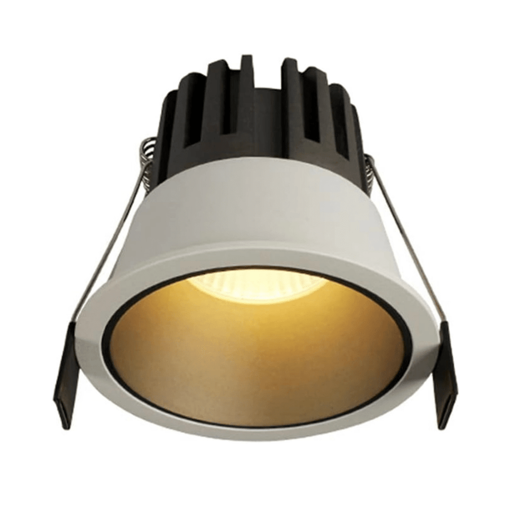 12W White Gold Low Glare Aluminium LED Downlight Dimmable 90mm cut out