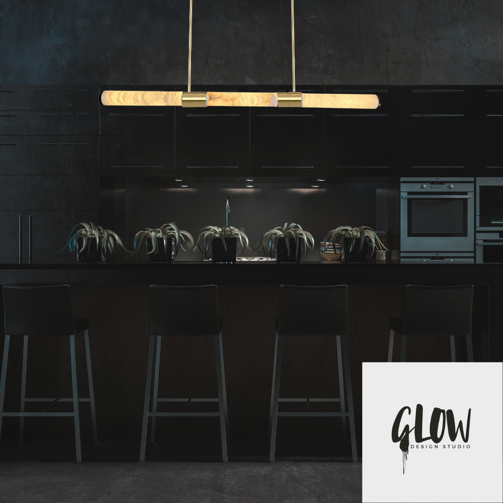 MADISON 1500 Spanish Marble Linear LED Pendant - Brass