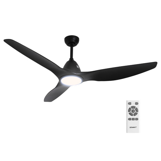 Devanti 64 Inch Ceiling Fan DC Motor w/Light w/Remote - Black