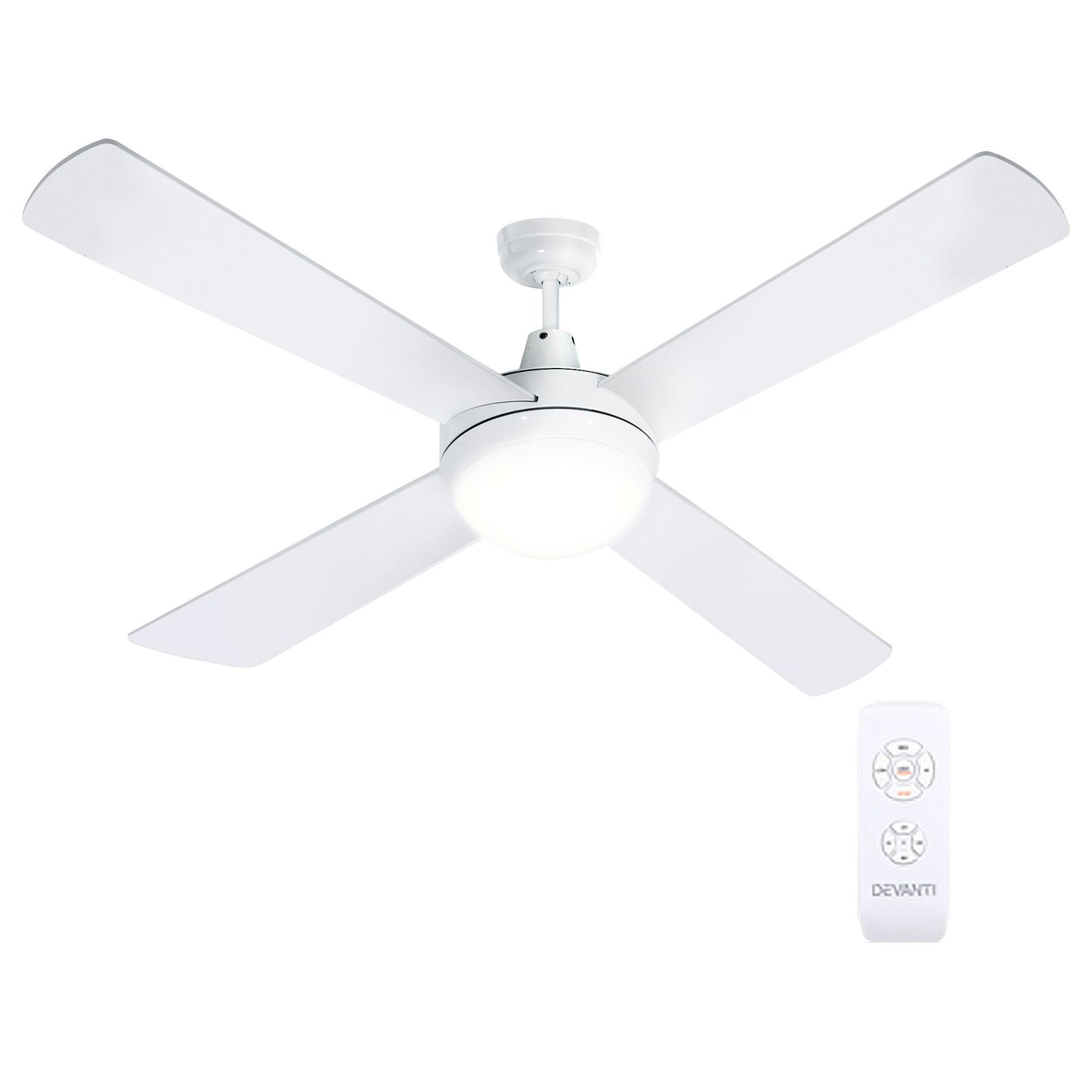 Devanti 52'' Ceiling Fan DC Motor w/Light w/Remote - White