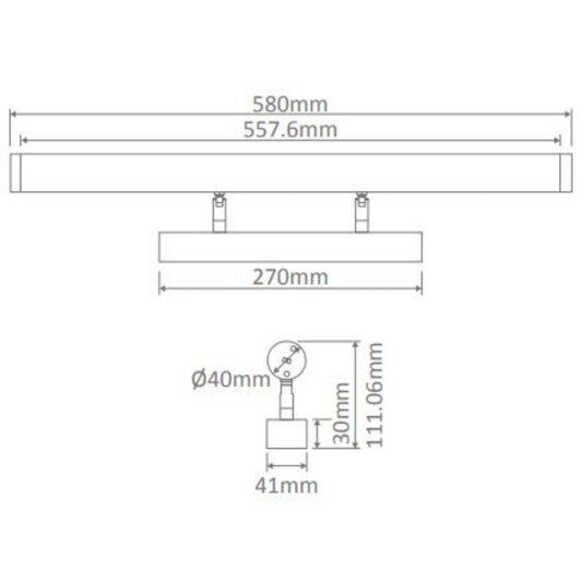 Domus MIRROR - 10W LED Tri-Colour 580mm Wall Vanity or Picture Light
