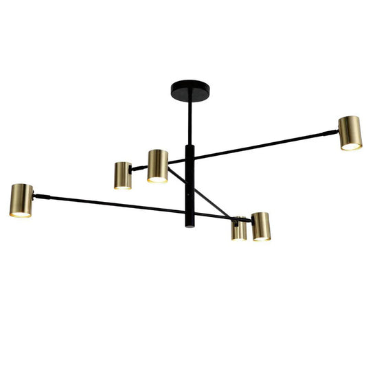 PELO Matte Black and Satin Brass Pendant Light - 6 Light