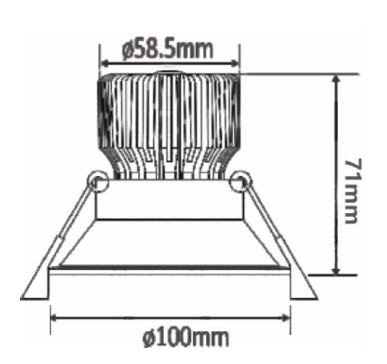 13W LED  LOW GLARE Tri-Colour Dimmable Deep Face Downlight IP44