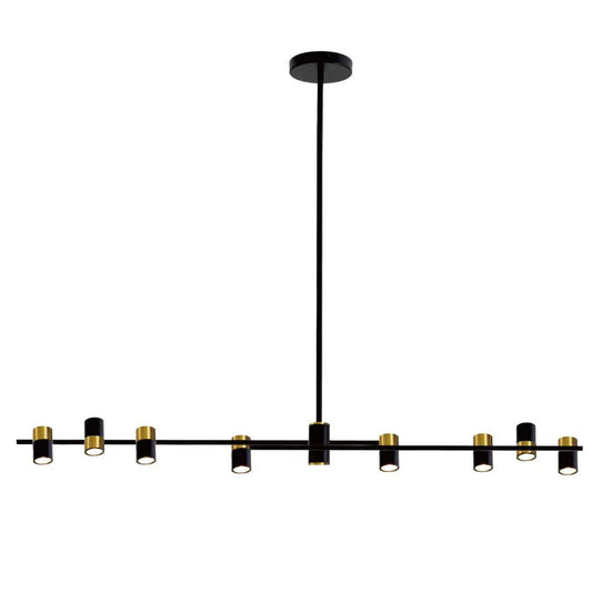 TAVOLA Matte Black and Satin Brass Pendant Light - 8 Light