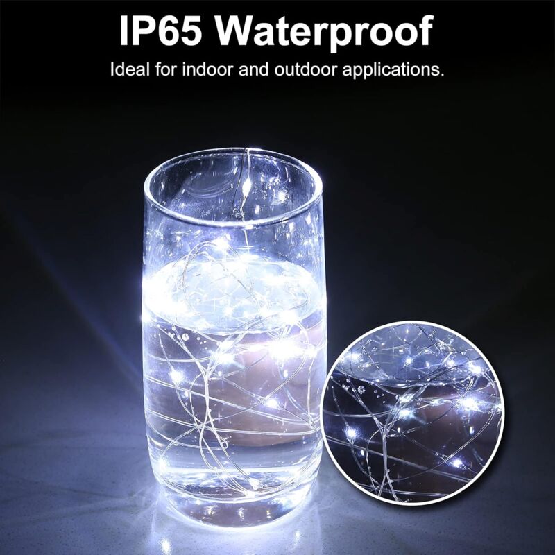 LED Bottle Lights 2M 20LEDs Bottle Lights, LED Bottle Stopper Light Waterproof Flexible Silver Wire Decoration For