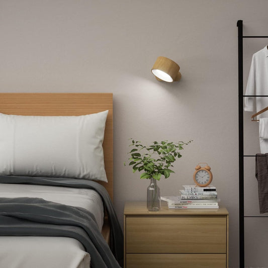 Night light - Indoor wall light - Rechargeable wall light - Children's night light - Wall light with 1 battery - Touch control with 3 brightness levels - 360° rotation - For living room, bedroom, staircase - Wood grain