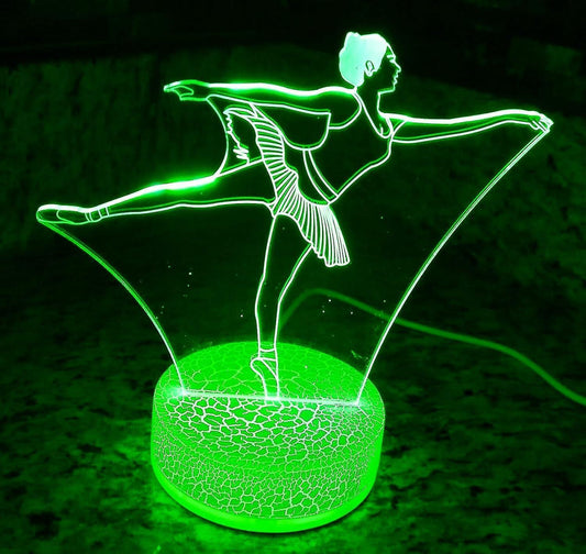 3D Ballet Night Light Led Touch Switch Decor Table Desk Optical Illusion Lamps 7 Color Changing Lights LED Table Lamp Xmas Home Love Gift