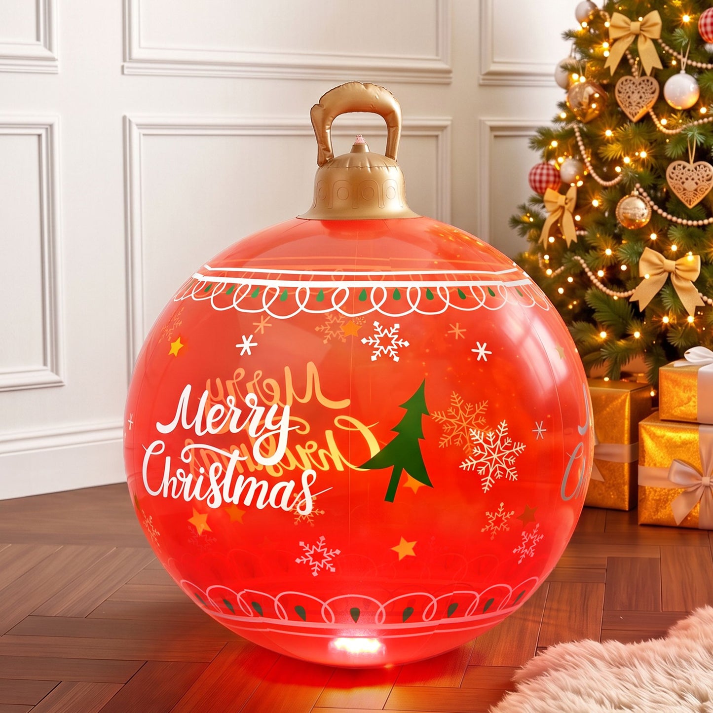 Jingle Jollys Christmas Inflatable Ball 60cm Led Illuminated Xmas Decoration Red