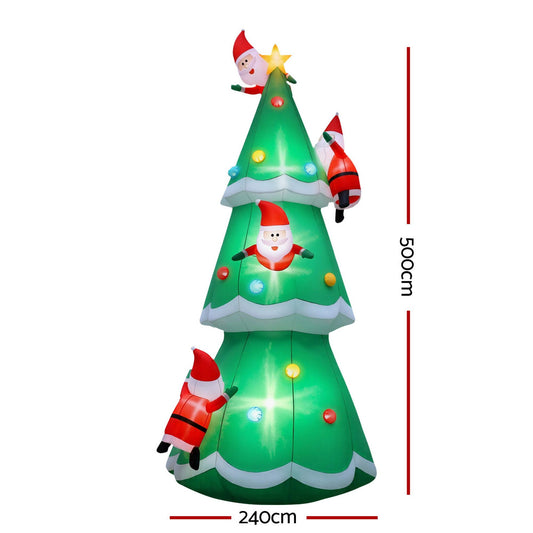 Christmas Inflatable Santa Tree 5M Illuminated Decorations