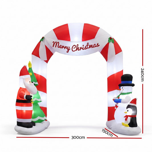 Christmas Inflatable Archwary Santa 3M Illuminated Decorations