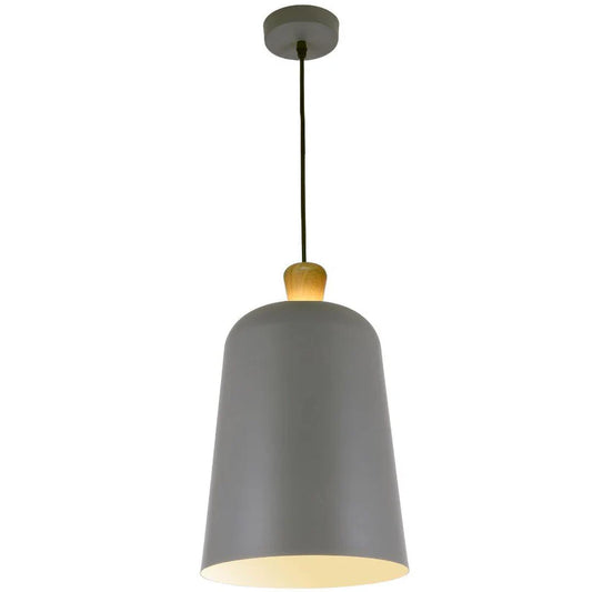 MELO - Open Top Oak - Metal Shade Pendant - White