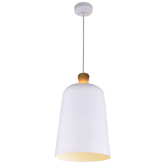 MELO - Open Top Oak - Metal Shade Pendant - White
