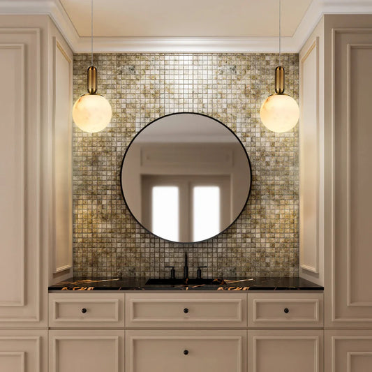 Lunar Brass 11W Spanish Marble LED Pendant Light