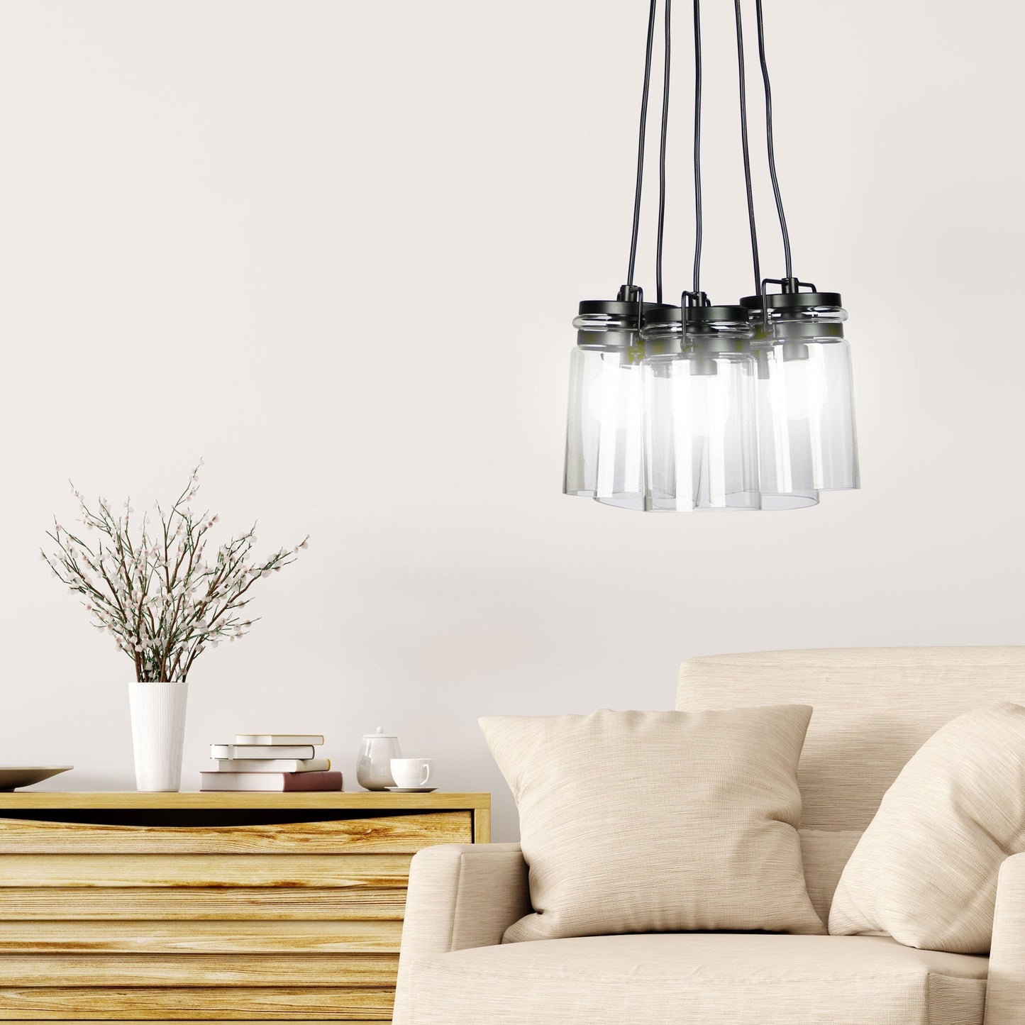 Agar 5 Light Pendant Clear Glass Vintage - SL64805-Cluster Pendants-Oriel Lighting
