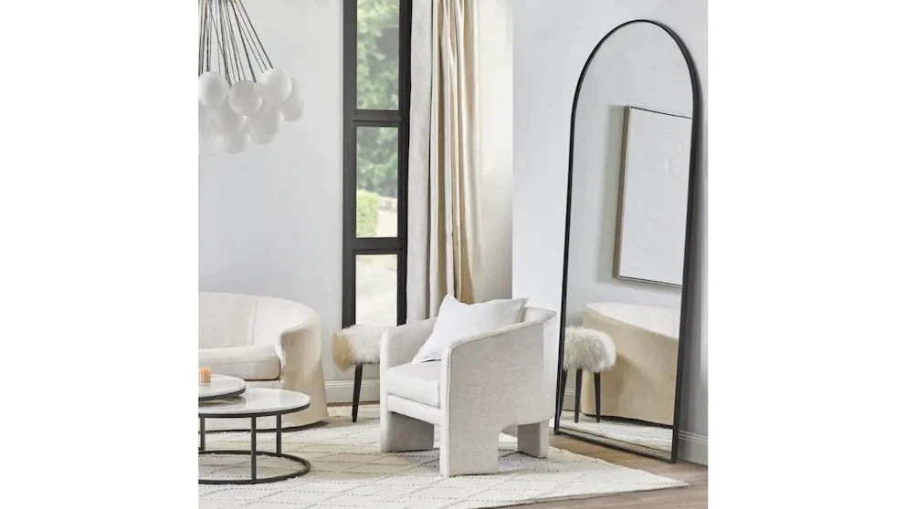 Archibald Floor Mirror - Black-Floor Mirror-Cafe Lighting and Living