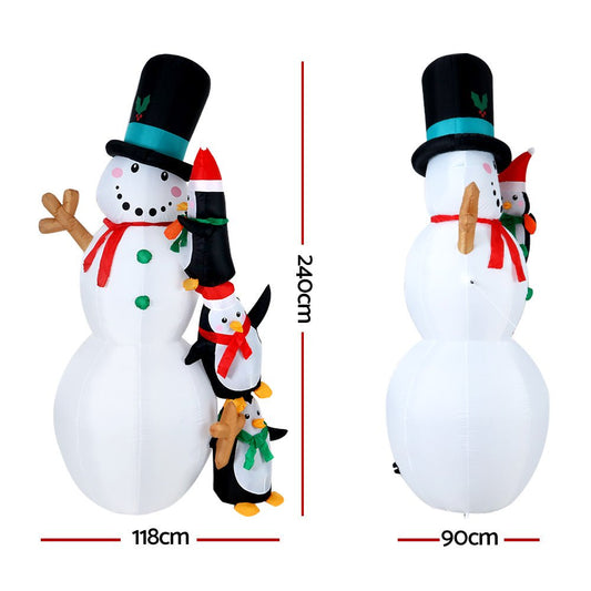 2.4M Christmas Inflatable Snowman Outdoor Decorations Dropli, Occasions > Christmas, jingle-jollys-2-4m-christmas-inflatable-snowman-xmas-lights-outdoor-decorations