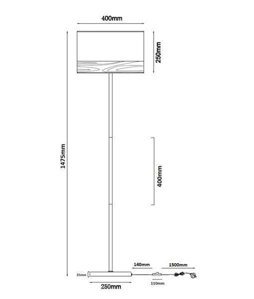 TAMBURA White Cloth Shade With Blonde Wood Trim Large Floor Lamp - TAMBURA11FL-Floor Lamps-CLA Lighting