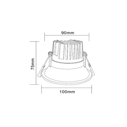 12W Black Trimless Tiltable Aluminium LED Downlight 90mm cut out
