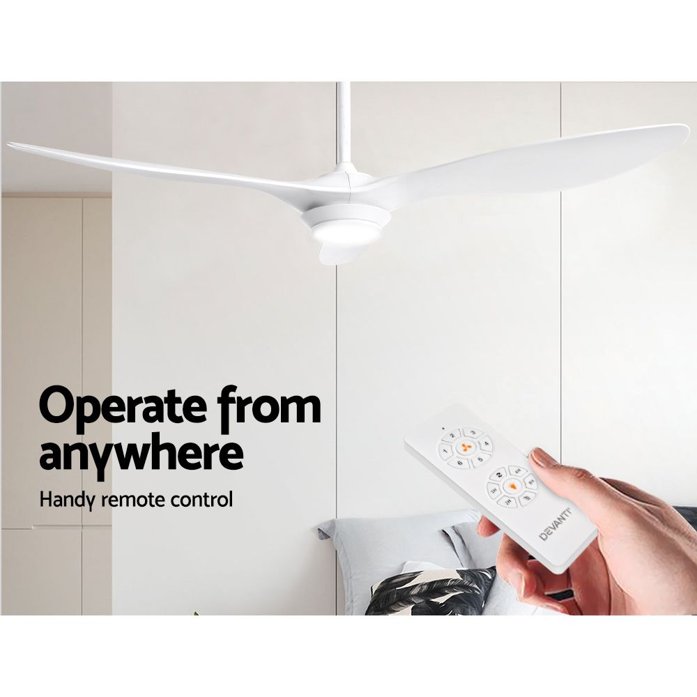 Devanti 52'' Ceiling Fan DC Motor w/Light w/Remote - White