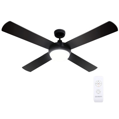 Devanti 52'' Ceiling Fan DC Motor w/Light w/Remote - Black