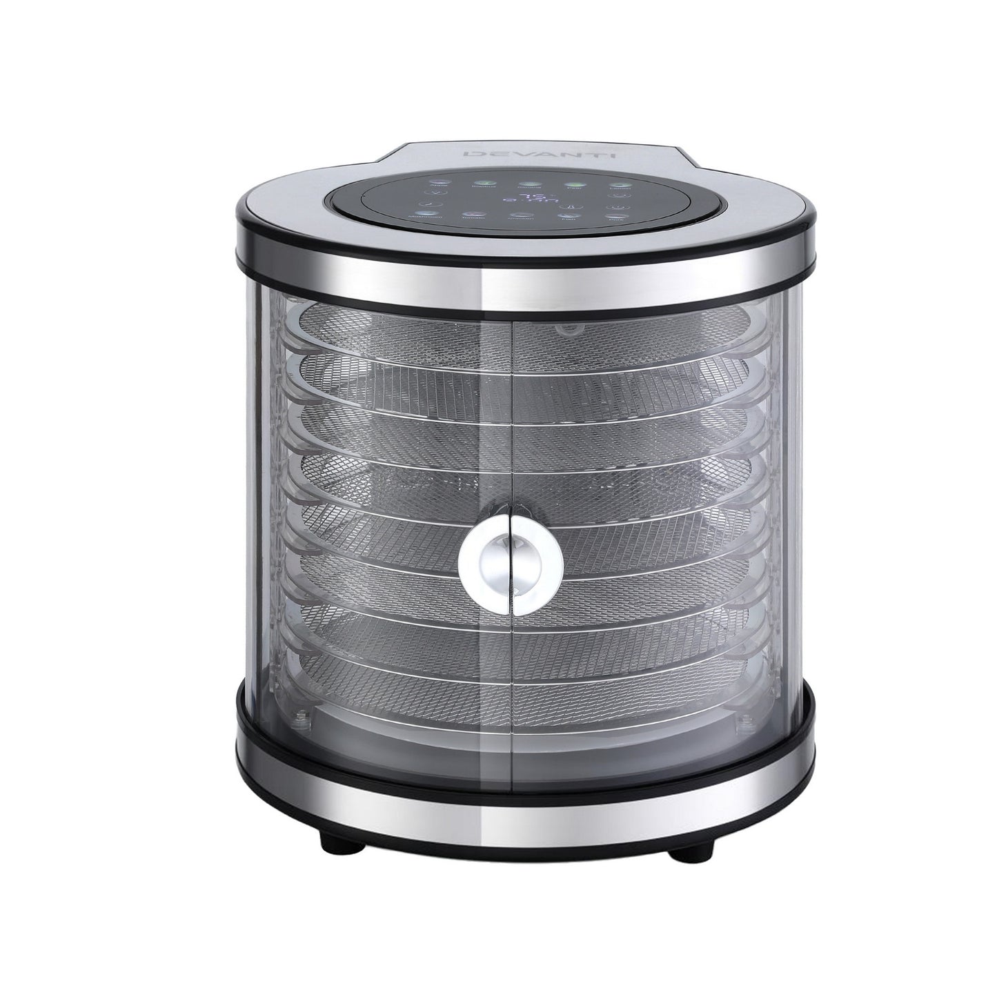 Devanti 8 Trays Food Dehydrator Stainless Steel Auto-Rotate 10 Programs 700W