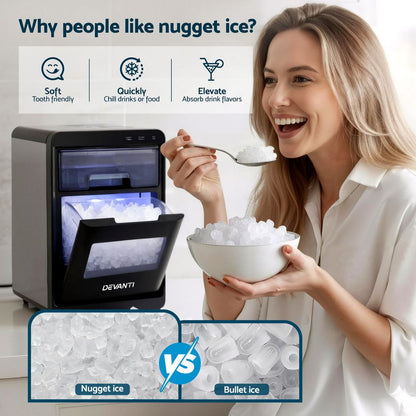 Devanti Ice Maker Machine 20kg Chewable Nugget Ice Countertop w/Self Cleaning