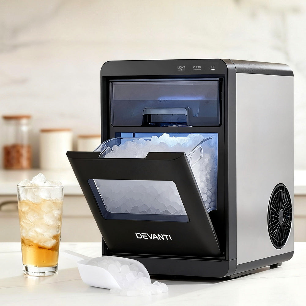 Devanti Ice Maker Machine 20kg Chewable Nugget Ice Countertop w/Self Cleaning