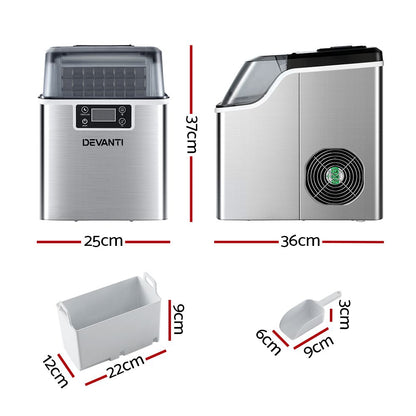 Devanti 20kg Ice Maker Machine Stainless Steel