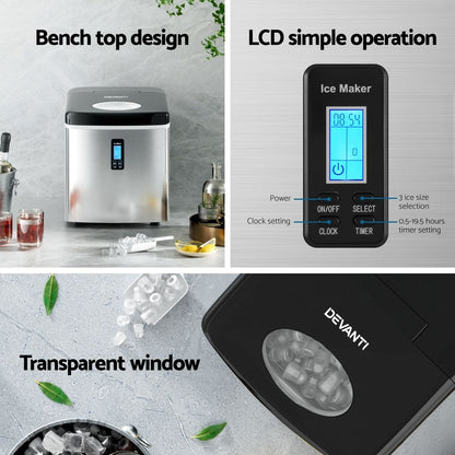 Devanti 15kg Ice Maker Machine Silver