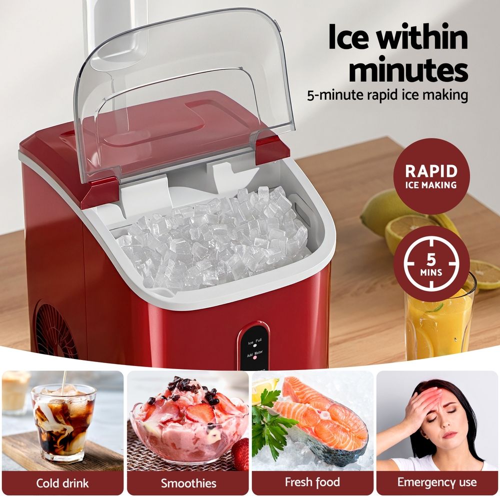 Devanti Ice Maker Machine 15kg Nugget Chewable Ice Cube