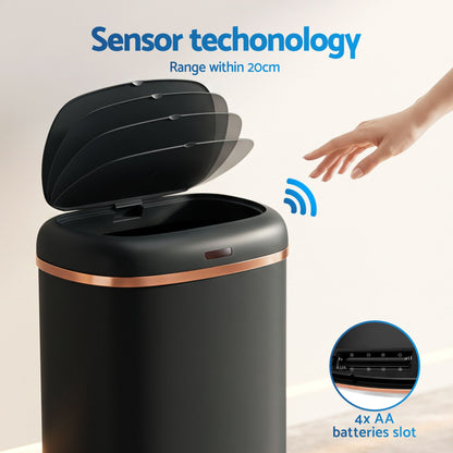 Devanti 38L Motion Sensor Bin Rubbish Automatic Black