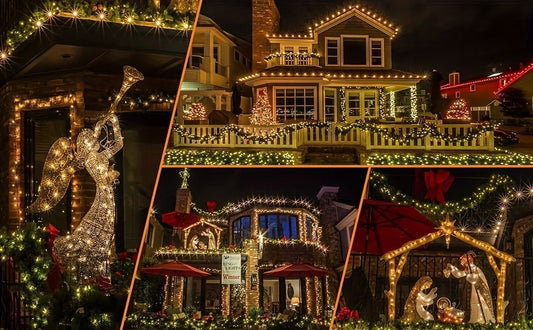 solar outdoor string lights, 300LED solar lights, copper wire fairy lights, 8-pattern solar lights, garden lights Australia, courtyard lights, Christmas lights, party lights, wedding lights, warm white, cool white, multi-color solar lights - Multi - Size