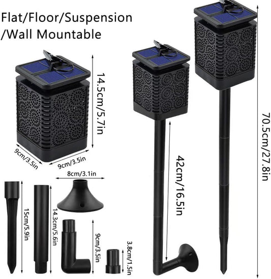 4-Pack Solar Garden Stake Light with Floral Pattern: 12 LED Outdoor Decorative Light with Multiple Mounting Options