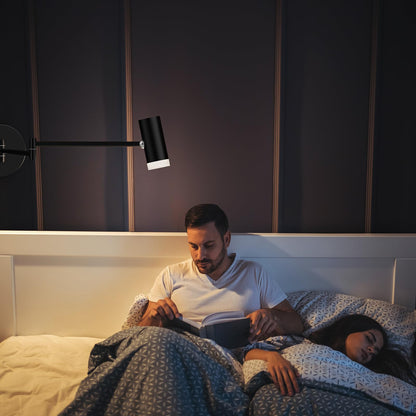 Battery Operated Wall Sconces Set of 2, Swing Arm Wall Lamp with Remote Control, Not Hardwired Led Wall Lamp Fixtures Dimmable Wall Light Decor for Bedroom Reading Living Room