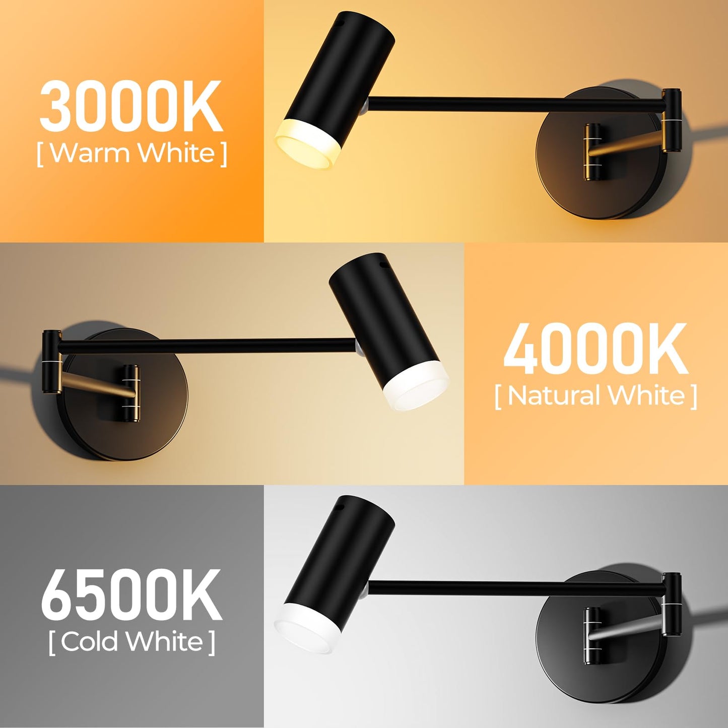 Battery Operated Wall Sconces Set of 2, Swing Arm Wall Lamp with Remote Control, Not Hardwired Led Wall Lamp Fixtures Dimmable Wall Light Decor for Bedroom Reading Living Room