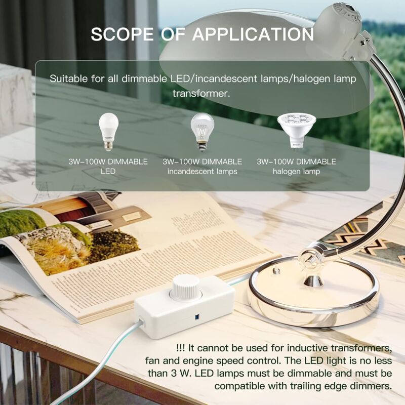 3W-100W LED LED Dimmer Switch & 220-240V ROtary Dimmer With Smart Dimmable Knob For Dimmable LED Lights And More.