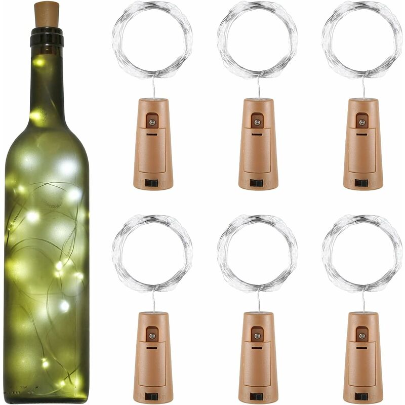 LED Bottle Lights 2M 20LEDs Bottle Lights, LED Bottle Stopper Light Waterproof Flexible Silver Wire Decoration For