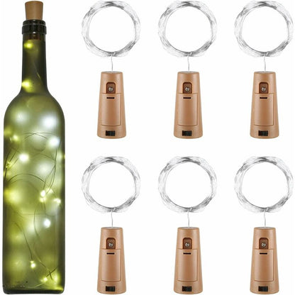 LED Bottle Lights 2M 20LEDs Bottle Lights, LED Bottle Stopper Light Waterproof Flexible Silver Wire Decoration For