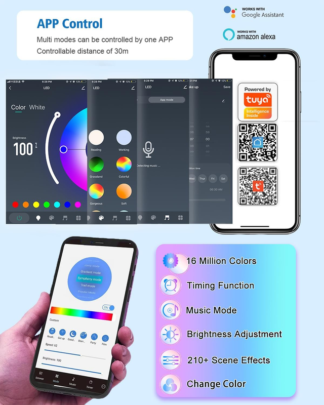 6 Pack Hexagon LED Wall Lights, Smart RGB Honeycomb Lights with APP & Voice Control, Music Sync Modular LED Panels for Gaming Room, Bedroom & Home Theater Decor