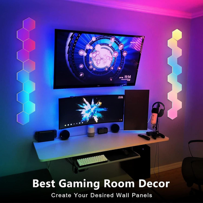 10 Pack Hexagon LED Wall Lights, Smart RGB Honeycomb Lights with APP & Voice Control, Music Sync Modular LED Panels for Gaming Room, Bedroom & Home Theater Decor