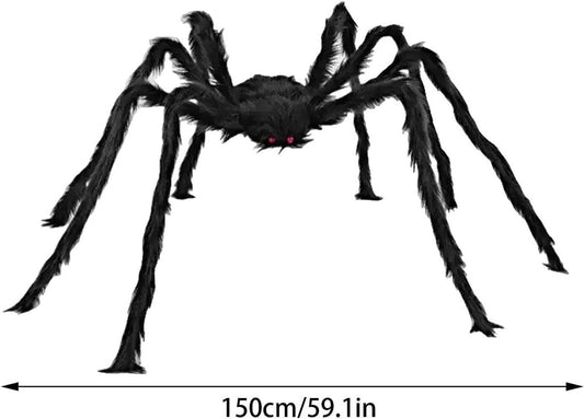 Halloween - 150 cm - Horror Mega Spider - Large Spiders - Halloween Decoration - Halloween Ornaments - Spider Decoration - Hairy Spider Decoration - Horror - Decoration - Perfect for Carnival / Party / Holiday / Halloween / Christmas - Gifts