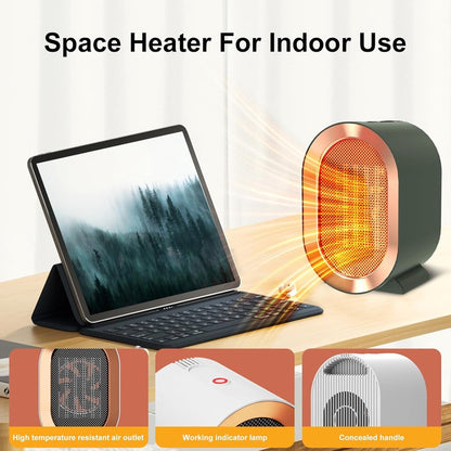 Electric Heater - Indoor Electric Heating - Fan Heater - 800W or 1200W - Heater - Socket - Ceramic Heater - Portable Indoor Heaters - With Adjustable, Overheating Protection, Shut-off Upon Discharge - White