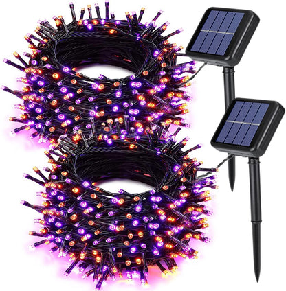 2 Pieces Solar Garden Lights Total 171 FT, 400 LED Lights - Halloween Lighting - Halloween String Lights - Halloween Decoration - Halloween Lanterns Decoration - Small Party Lights - Fairy Lights - Waterproof - For Garden - Patio And Path