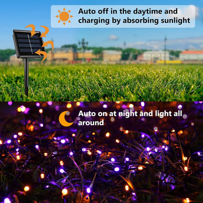 2 Pieces Solar Garden Lights Total 171 FT, 400 LED Lights - Halloween Lighting - Halloween String Lights - Halloween Decoration - Halloween Lanterns Decoration - Small Party Lights - Fairy Lights - Waterproof - For Garden - Patio And Path