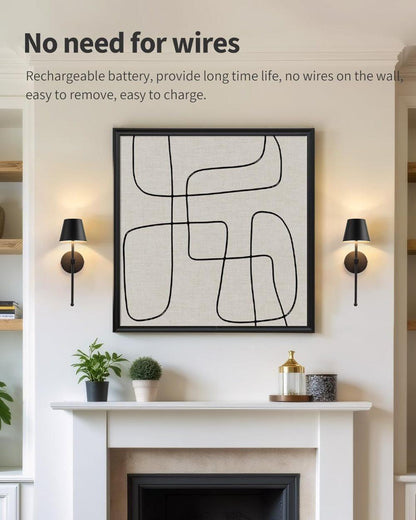 Wireless Wall Lamps 2-pack, LED Lamps with Rechargeable Battery, Stepless Dimmable with Remote Control