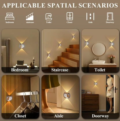 Indoor Wall Lamp - Night Light with Motion Sensor - Wireless LED Wall Light - Rechargeable Wall Lamp - Stair Lighting - Closet Lighting - Bedroom Lamp - USB Rechargeable - Magnetic -Warm White Light - Light Wood - 1 Piece