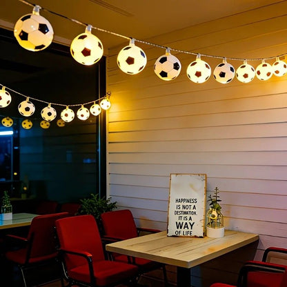 Football Shaped LED String Light, Warm Yellow Soft Glow, Cozy Decoration for Bedroom and Party. USB Powered, 3 Meters with 20Lights.