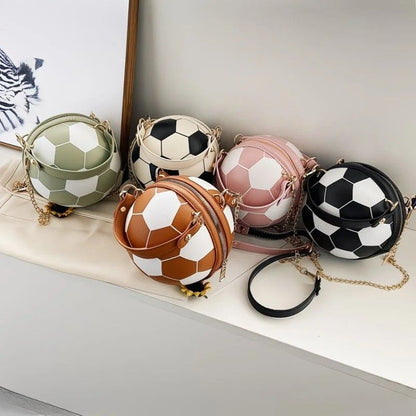 Soccer Theme Ladies Handbag, PU Material, Hand Carry Shoulder Crossbody Three Ways, Daily Outing Versatile Fashion(white)